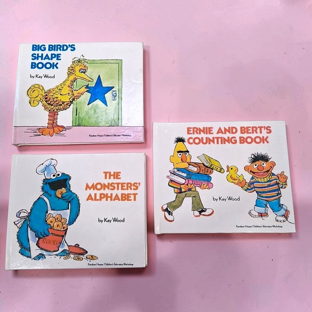 VTG Sesame Street Hardcover Book Lot 1977 Big Bird Ernie Bert Cookie Monster HTF